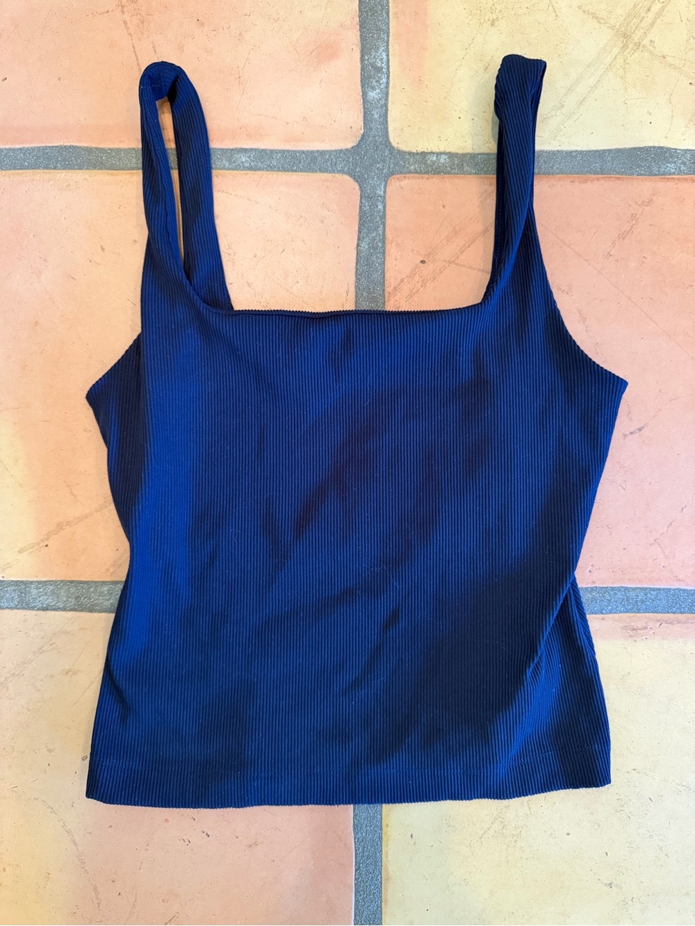 GAP Women's Ribbed Square-Neck Tank Top - Navy Blue